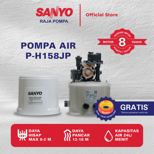 SANYO Mesin Pompa Air Sumur Dangkal Otomatis Made in Japan - P-H158JP