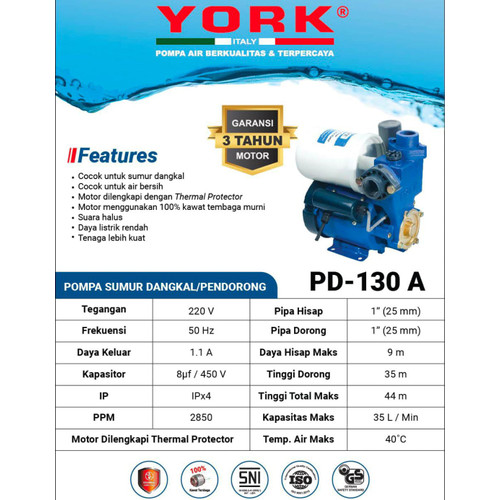 Pompa Air Sumur Dangkal York PD