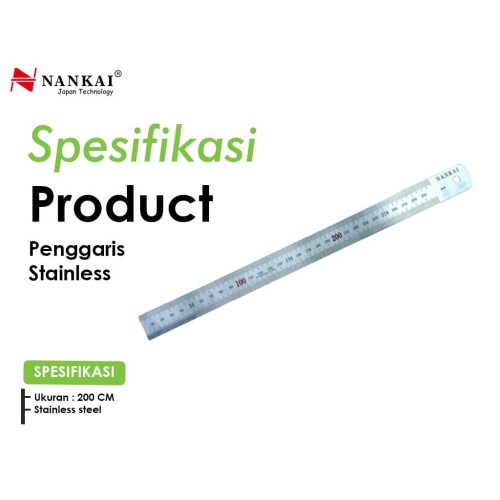 Nankai Penggaris Stainless Steel 200cm