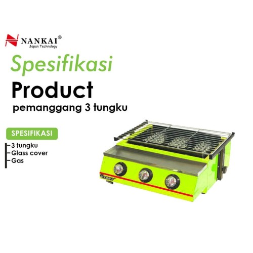 Panggangan Daging, BBQ, Sosis, Ikan / Griller 3 Tungku Nankai