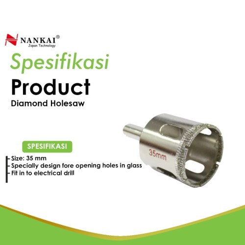 Nankai Mata Bor Pembolong Kaca / Diamond Holesaw 35mm