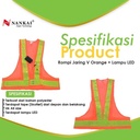 Rompi Safety Proyek / Pengaman Jaring V Orange + LED Nankai