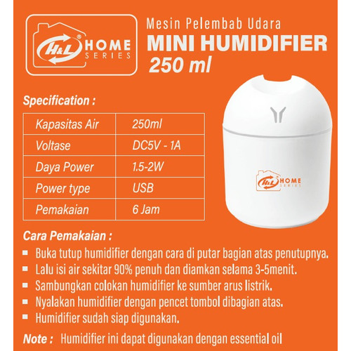 HL Mesin Pelembab Ruangan / Mini Humidifier Diffuser 250ML