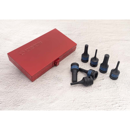 7PC.1/2"DR.IMPACT HEX BIT SOCKET SET METRIC BLACK -4407MP