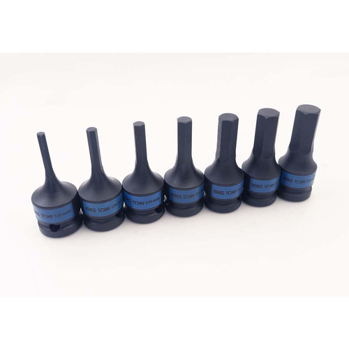 7PC.1/2"DR.IMPACT HEX BIT SOCKET SET METRIC BLACK -4407MP