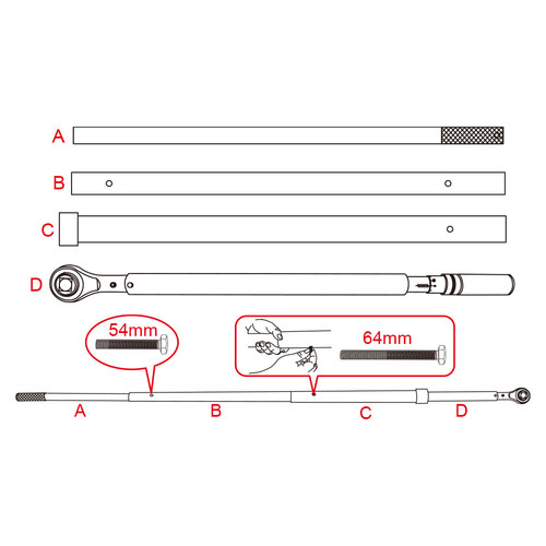 ADJUSTABLE TORQUE WRENCH 1"DR HEAVY DUTY 500-2500NM - 34862-3FF