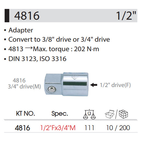 Adaptor 1/2" → 3/4" - KING TONY 4816