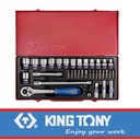 KUNCI SOCKET 35 PCS 1/2" DR SOCKET 6PT METRIC CHROME KINGTONY 04535MRC