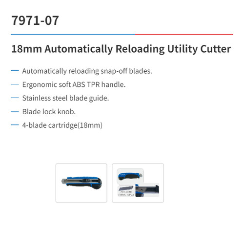 Cutter 18mm Automatically Reloading Utility - King Tony 7971-07