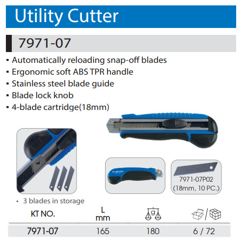 Cutter 18mm Automatically Reloading Utility - King Tony 7971-07