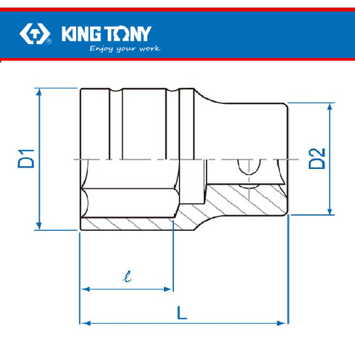 KUNCI SOK MURAH 15MM-1/2"DR.SOCKET 15MM 6PT CHROME KINGTONY 0433515MRC