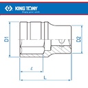 KUNCI SOK MURAH 15MM-1/2"DR.SOCKET 15MM 6PT CHROME KINGTONY 0433515MRC