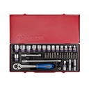 SOCKET SET 35PC 1/2"DR 6PT METRIC CHROME KUNCI SOK KUNCI SOKET 4535MRC