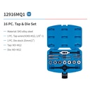 16PC. TAP & DIE SET METRRIC - KING TONY - 012916MQ1