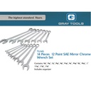 KUNCI RING PAS - COMBINATION WRENCH SET 14 PIECE SAE GRAY TOOLS TU14S