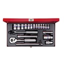 KUNCI SOKET SET METRIC 3/8"DR. 12PT CHROME KING TONY 20PC 03020MR