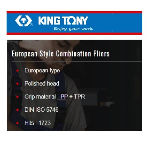Tang Kombinasi -EUROPEAN STYLE LINE COMBINATION PLIERS 7-1/2 KING TONY