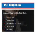 Tang Kombinasi -EUROPEAN STYLE LINE COMBINATION PLIERS 7-1/2 KING TONY