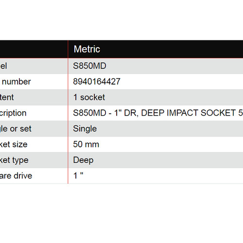 KUNCI SOK IMPACT PANJANG - DEEP IMPACT SOCKET 50MM CHICAGO PNEUMATIC S850MD 1" DR