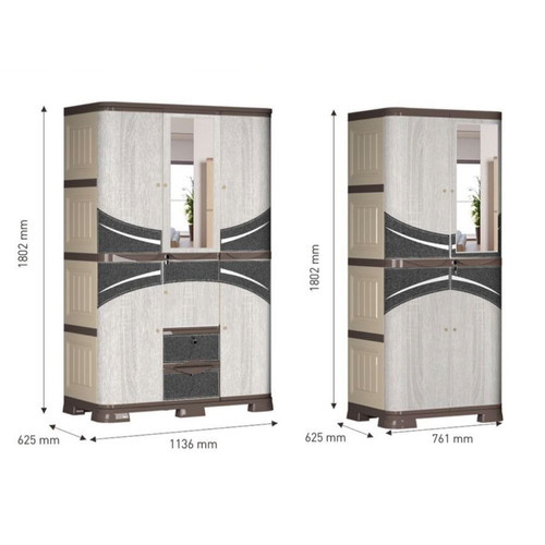 Olymplast SCOC 3P Wood Lemari Pakaian Baju 3 Pintu Plastik SCO C