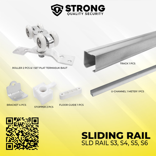 Rel Pintu Geser Sliding rail STRONG Galvanis 1 Set Komplit