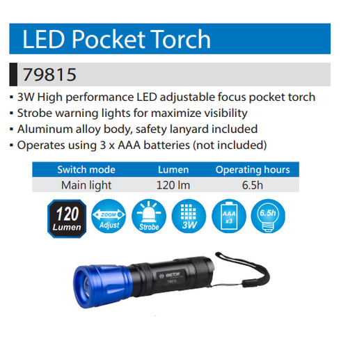 Senter 3 Watt/LED Torch 3 Watt - King Tony 79815