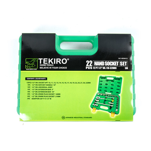 TEKIRO 1/2 INCH SOCKET SET 12 PT PLASTIK 22 PCS / KUNCI SOCK SET
