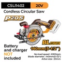 P20S Cordless Circular Saw (145mm/5½") INGCO CSLI1402 Gergaji Kayu Serkel Sirkular Mata Bulat Kayu Papan Triplek Multiplek