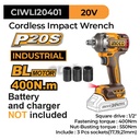 P20S Brushless Impact Wrench (1/2") INGCO CIWLI20401 Mesin Pembuka Buka Baut Roda Cordless Baterai Kunci Socket Shock Sok 0.5 Inch ex CIWLI2001