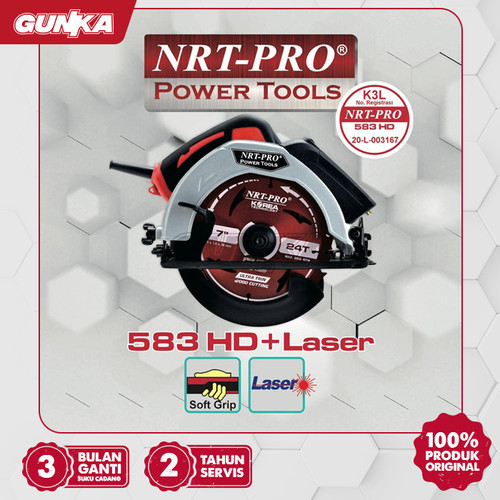 Laser Circular Saw (7") NRT-Pro 583LHD Mesin Gergaji Serkel Sirkel Circle Listrik Potong Kayu Laser Guide