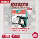 Cordless Impact Drill 20V +Acc Set (13 mm 2B1C) NRT-Pro 343+SetDC Mesin Bor Tembok Impak Beton Baterai Lithium Besi Kayu