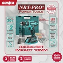 Cordless Impact Drill 20V +Acc Set (10 mm 2B1C) NRT-Pro 340+SetDC Mesin Bor Tembok Impak Beton Baterai Lithium Besi Kayu