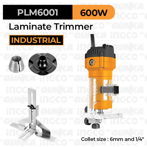 Laminate Trimmer (6mm 1/4") INGCO PLM6001 Mesin Mini Profil Router Edge Profiler Pembentuk Ukir Sudut Kayu