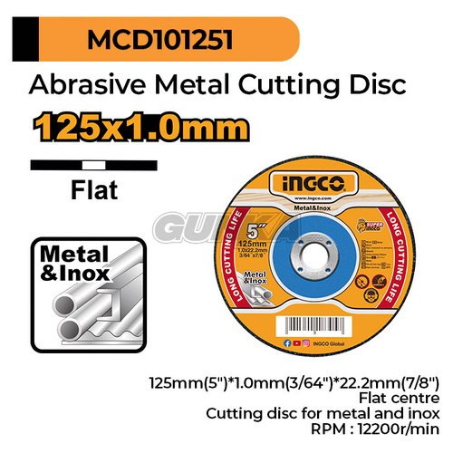 Abrasive Metal Cutting Disc (125mm 5") MCD101251 Mata Gerinda Potong Besi Stainles Steel