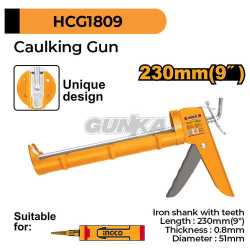 Caulking Gun (230mm 9") HCG1809 Gun Sosis Aluminium Alat Tembakan Tembak Silikon Silen Silicone Sealant Tube Tabung Sausage Universal Manual