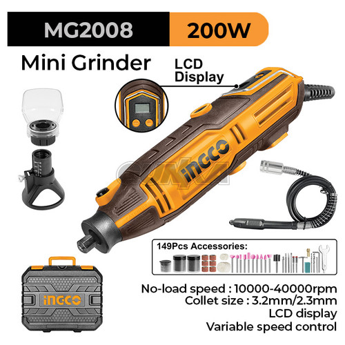 Mini Die Grinder (200W 149-Pcs Acc) MG2008 Tuner Bor Mini Kecil Gerinda Botol Ukir Kayu Potong PVC Pipa Poles Metal Listrik