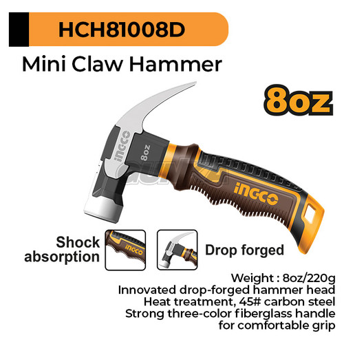 Mini Claw Hammer (8oz/220g) HCH81008D Palu Martil Kambing Cebol Besi Memasang Dan Membuka Paku