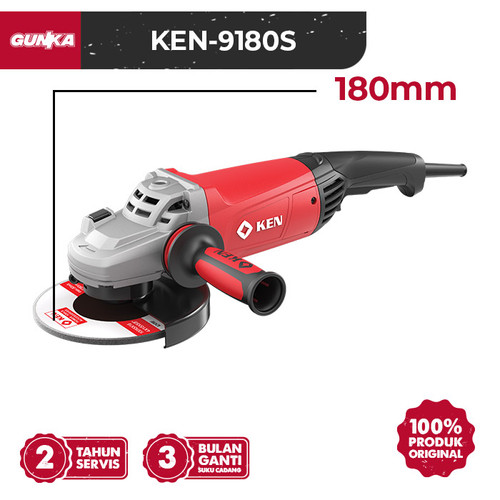 Heavy-Duty Angle Grinder (7"/180mm 2450W) KEN-9180S Mesin Gerinda Grinda Gurinda Grenda Grinder Listrik Saklar Switch Belakang Inch Industrial High-Grade Milwaukee OEM