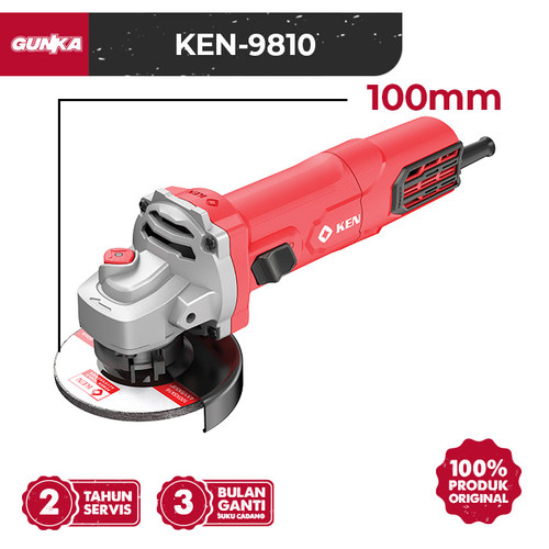 Heavy-Duty Angle Grinder (4"/100mm 820W) KEN-9810 Mesin Gerinda Grinda Gurinda Grenda Grinder Listrik Saklar Switch Samping Inch Industrial High-Grade Milwaukee OEM