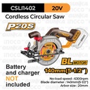 P20S Cordless Circular Saw (145mm/5½") INGCO CSLI1402 Gergaji Kayu Serkel Sirkular Mata Bulat Kayu Papan Triplek Multiplek