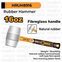 Soft Rubber Hammer (White 16oz/450g) INGCO HRUH8916 Palu Karet Putih Malet Pasang Keramik Marmer Parket Vinyl Granit Anti Penyok Pecah