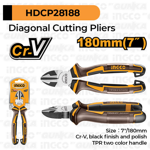 Cr-V Diagonal Cutting Pliers (7") INGCO HDCP28188 Tang Potong Kabel Kawat Besi Alat Perkakas Anti Karat Chrome Vanadium