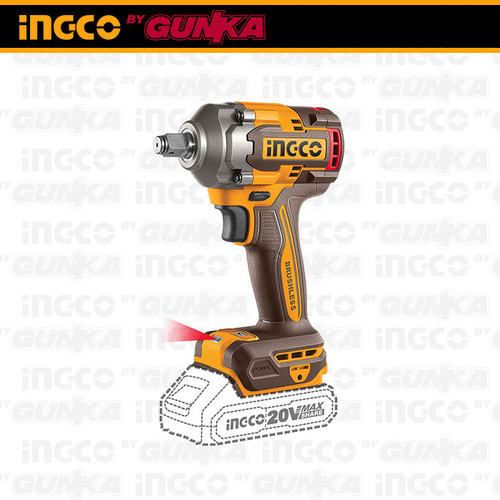 P20S Brushless Impact Wrench (1/2") INGCO CIWLI20401 Mesin Pembuka Buka Baut Roda Cordless Baterai Kunci Socket Shock Sok 0.5 Inch ex CIWLI2001