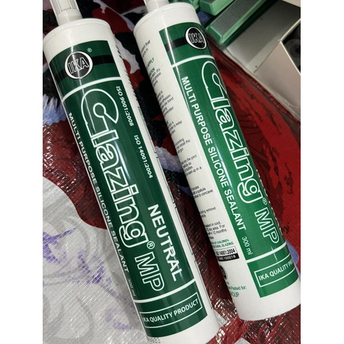 Glazing MP Green (Clear 300 ml Neutral) Silicone Sealant Silikon Silen GLAZING IKA Hijau Lem Kaca & Aluminium Non-Asam Paintable Kualitas WACKER GP-N Kemasan Tabung - Netral Bening
