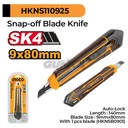 Snap-Off Blade Knife (9mm SK4) INGCO HKNS110925 Cutter Pisau Auto Lock Potong Alat Anti Selip Memotong Retract Kunci Otomatis