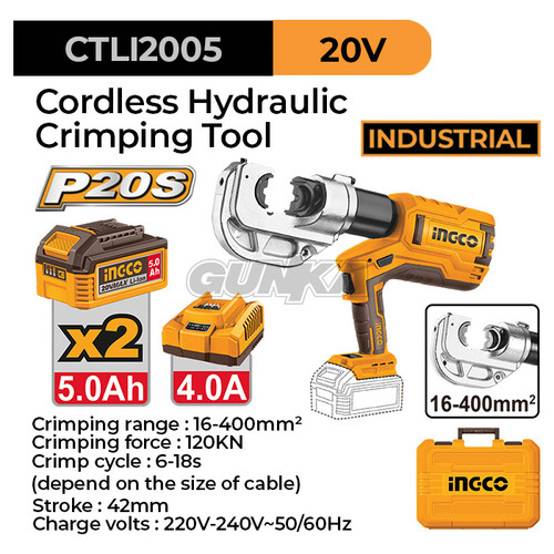 P20s Corldess Hydraulic Crimping (120kN) INGCO CTLI2005 Mesin Tang Press Hidrolik Skun Jepit Kabel Besar