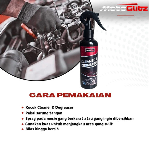 Engine Degreaser (250ml) MotoGlitz Cairan Pembersih Kerak Mesin Krengkes Kaki Oli Motor Mobil - Distributed by GUNKA