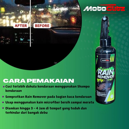 Rain Remover Hydrophobic (250ml) MotoGlitz Glass Coating Efek Daun Talas Kaca Mobil Rain Water Repellent - Distributed by GUNKA
