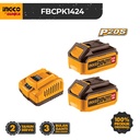 P20S Bundling 2 Baterai 20V FBCPK1424 (4.0 Ah) + 1 Charger (4A) Ingco Ex Fbcpk1222-Gk