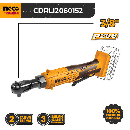 P20S Cordless Drive Ratchet (3/8" 2B1C 65Nm) CDRLI2060152 Mesin Pembuka Gagang Buka Baut Soket Kunci Wrench Square Drive Baterai Ex Cdrli2060152